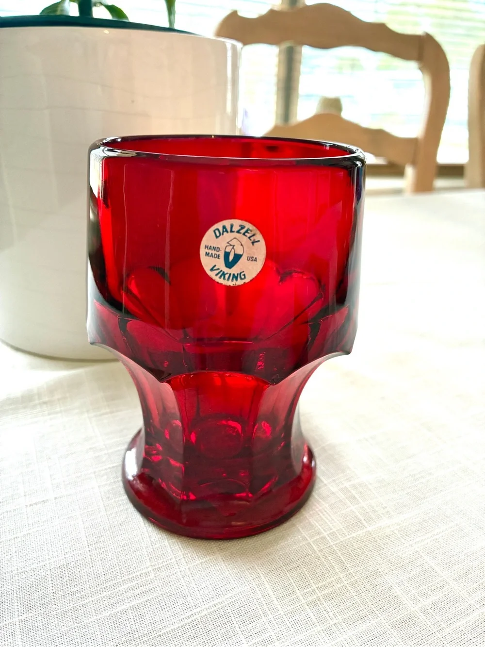 Rare Viking Ruby Red Hiball Vintage Glass Original Tags